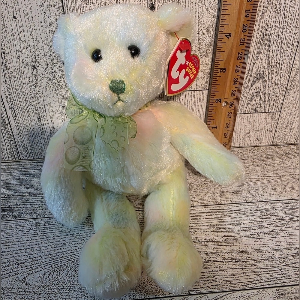 Ty Flora Soft Yellow and Green Bear Plush